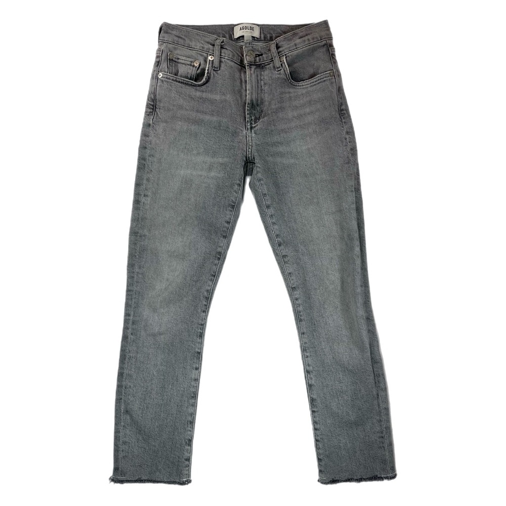 Agolde Womens Mid Rise Slim Straight Leg Jeans Gray Denim Size 23 (Actual 24)
